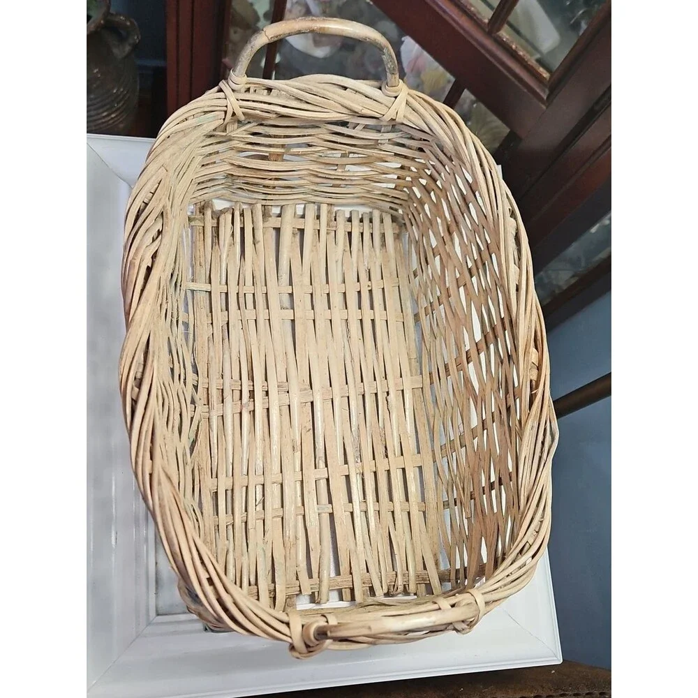 Woven Natural and Pastel Rectangular Storage Basket Set